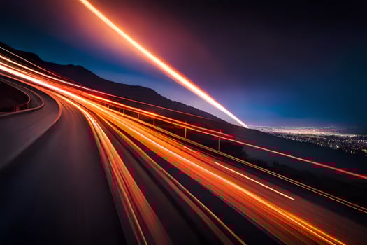 a long exposure photograph of a highway at night. AI-Generated photo