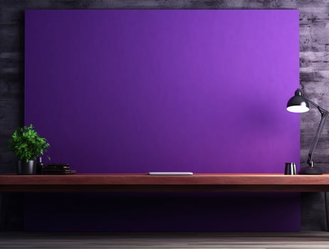 Empty 3d base neon light modern interior wall background front view Ai generated photo