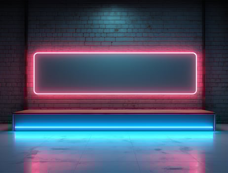 Empty neon light modern interior wall background front view Ai generated photo