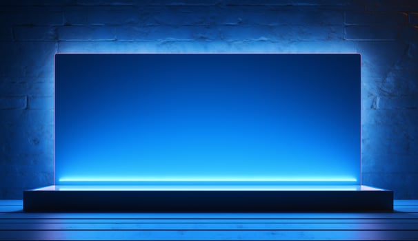 Empty neon light modern interior wall background front view Ai generated photo