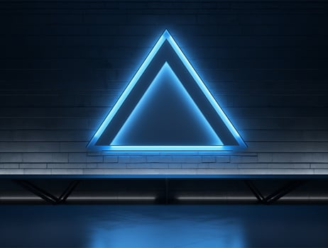 Empty blue neon light modern interior wall background front view Ai generated photo