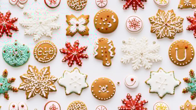 ai generative Seamless pattern of realistik Christmas cookies with decoration photo