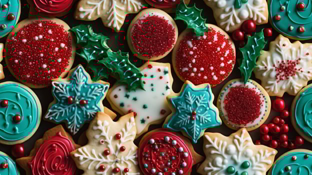 ai generative Seamless pattern of realistik Christmas cookies with decoration photo