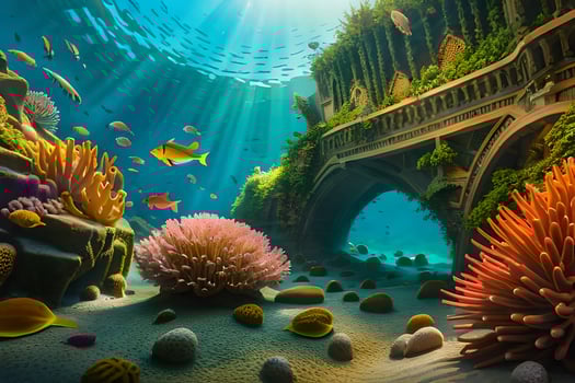 the underwater world is shown in this illustration. AI-Generated photo