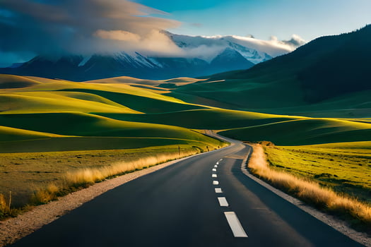 a long road in the mountains. AI-Generated photo