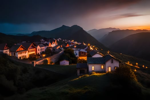 photo wallpaper the sky, mountains, light, the village, the village, the village, the. AI-Generated