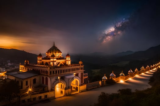 the night sky over a temple in india. AI-Generated photo