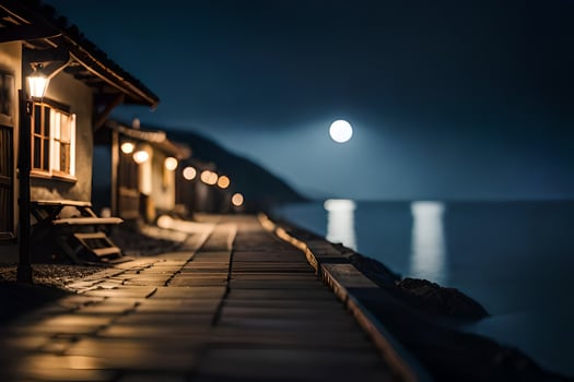 photo wallpaper the moon, night, the sea, the water, the moon, the water,. AI-Generated