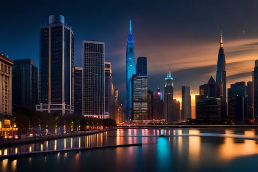 the city skyline at night in dubai. AI-Generated photo