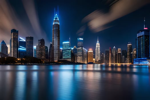 the city skyline at night in singapore. AI-Generated photo