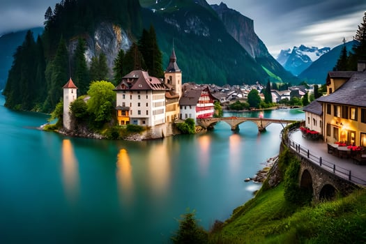 the beautiful village of altenburg in the alps. AI-Generated photo