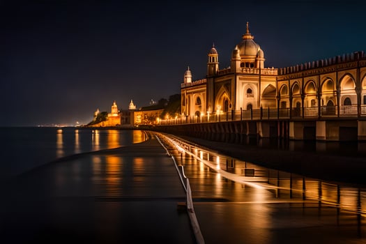 the night view of a palace in india. AI-Generated photo