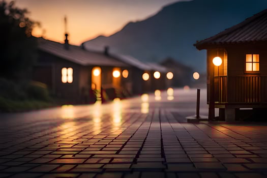 photo wallpaper the sky, night, the road, the house, the light, the house,. AI-Generated