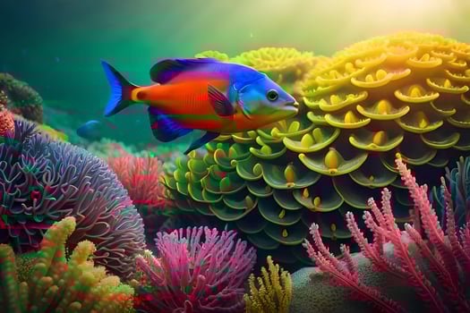 a colorful fish swimming in the ocean. AI-Generated photo