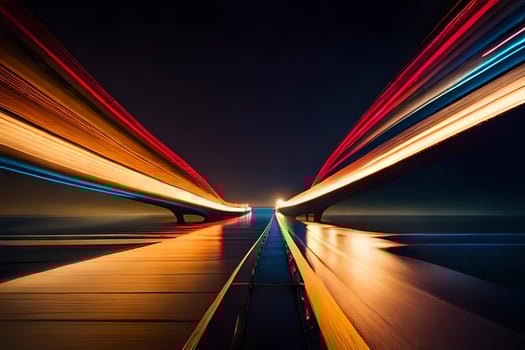 a long exposure photograph of a bridge at night. AI-Generated photo