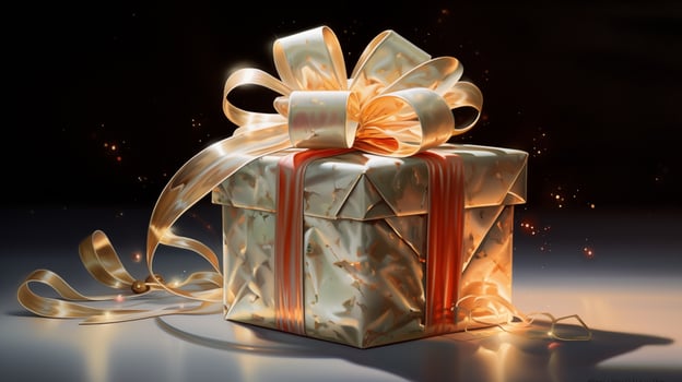 ai generative  Beautifully wrapped christmas gift, present in multiple colors with beautiful backgrounds to elevate them photo