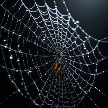 AI generated Spider Web Isolated in Black Background Ai Generative photo