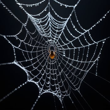 AI generated Spider Web Isolated in Black Background Ai Generative photo