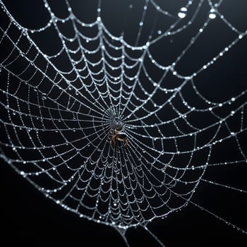 AI generated Spider Web Isolated in Black Background Ai Generative photo