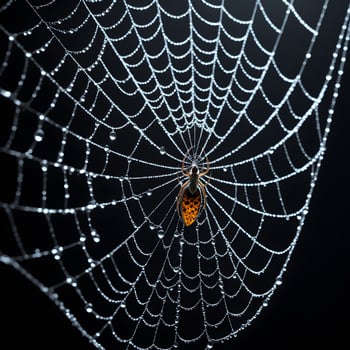 AI generated Spider Web Isolated in Black Background Ai Generative photo