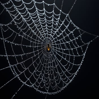 AI generated Spider Web Isolated in Black Background Ai Generative photo