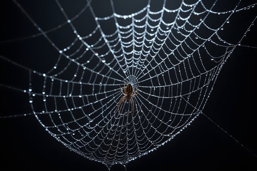 AI generated Spider Web Isolated in Black Background Ai Generative photo
