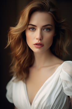 A Beautiful Woman in a Stylish Midi Dress. Ai Generated photo
