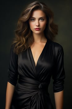 A Beautiful Woman in a Stylish Midi Dress. Ai Generated photo