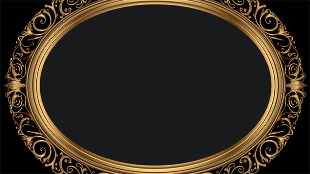 a gold frame with a black background AI Generated photo