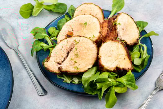 Grilled cod roe on a plate. photo