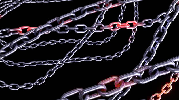Metallic Chain Links on Black Background photo