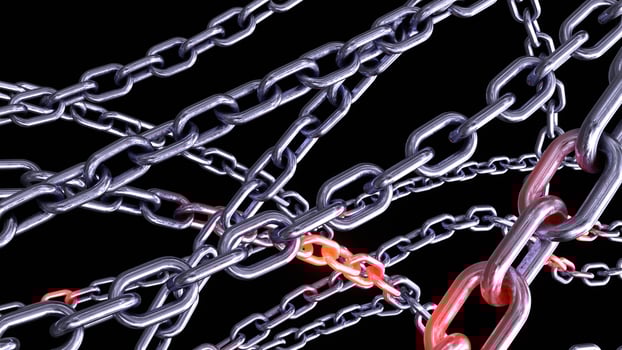 Metallic Chain Links on Black Background photo