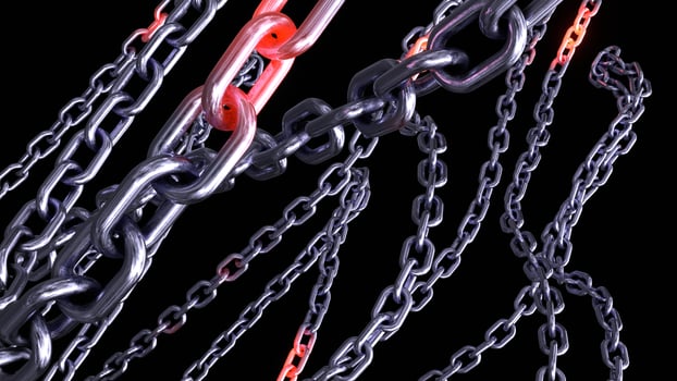 Metallic Chain Links on Black Background photo