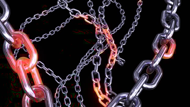 Metallic Chain Links on Black Background photo