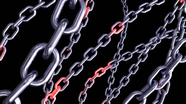 Metallic Chain Links on Black Background photo