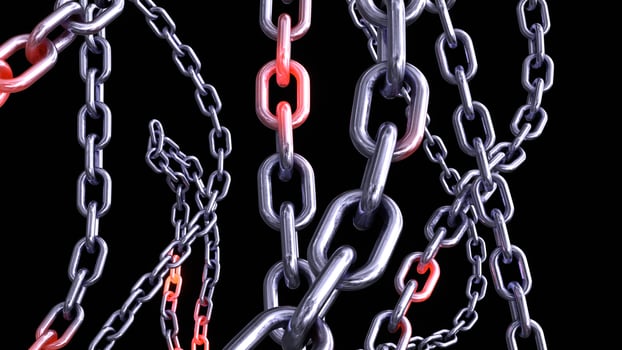 Metallic Chain Links on Black Background photo
