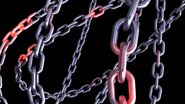 Metallic Chain Links on Black Background photo