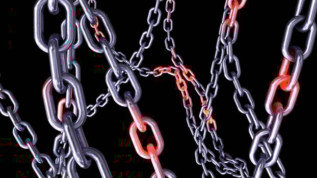 Metallic Chain Links on Black Background photo