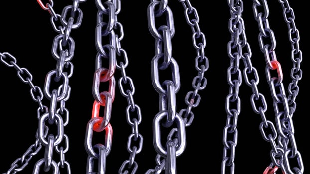Metallic Chain Links on Black Background photo