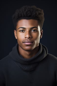 Portrait of black confident man with copy space. AI Generated photo
