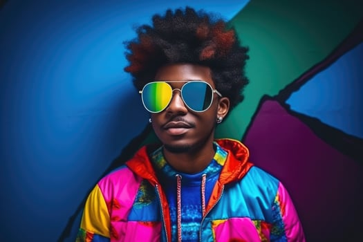Portrait of black confident man with copy space. AI Generated photo