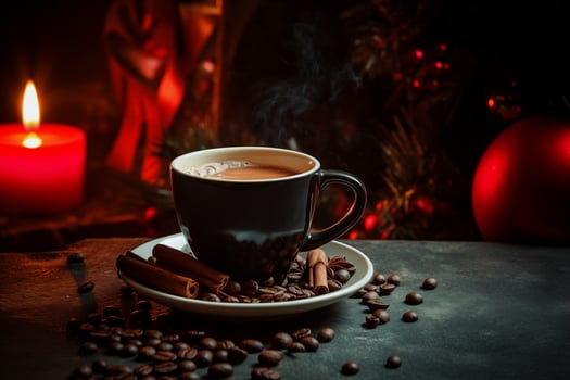 AI generated Cup of coffee with Christmas decorations AI generated photo