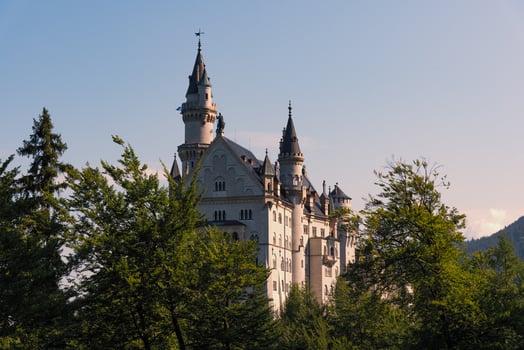 Neuscwanstein castle during spectacular sunset photo