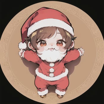 Cute Chibi Cat Girl Wearing Christmas Costume As Santa Claus Anime Style photo