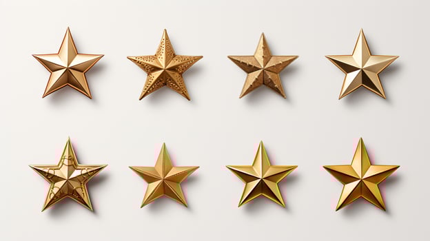 Gold stars isolated on a pristine white surface. photo