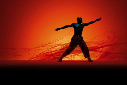 A dancer expressing emotions through movement isolated on a vibrant gradient background photo
