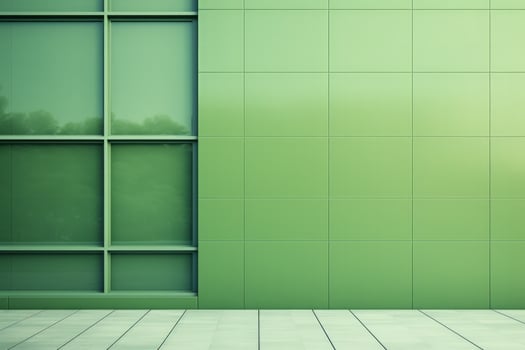 Modern green design building facade background with empty space for text photo