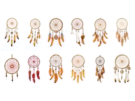 Dreamcatcher collection isolated on white background with AI generated. photo