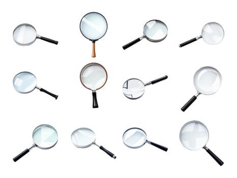 Magnifying glass isolated on white background with AI generated. photo