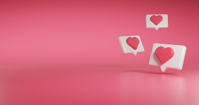 3d social media render heart love bubble illustration photo